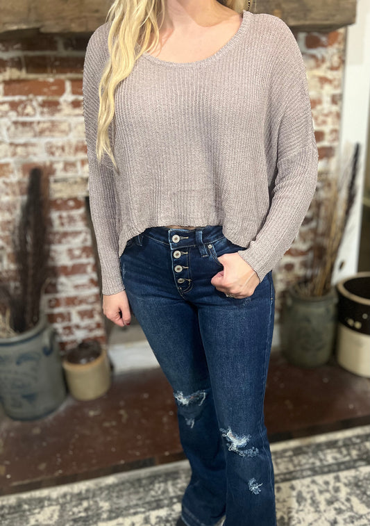 Gray Crop Sweater