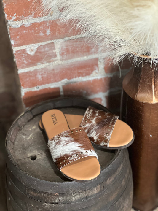 Myra Cowhide Flat Sandal