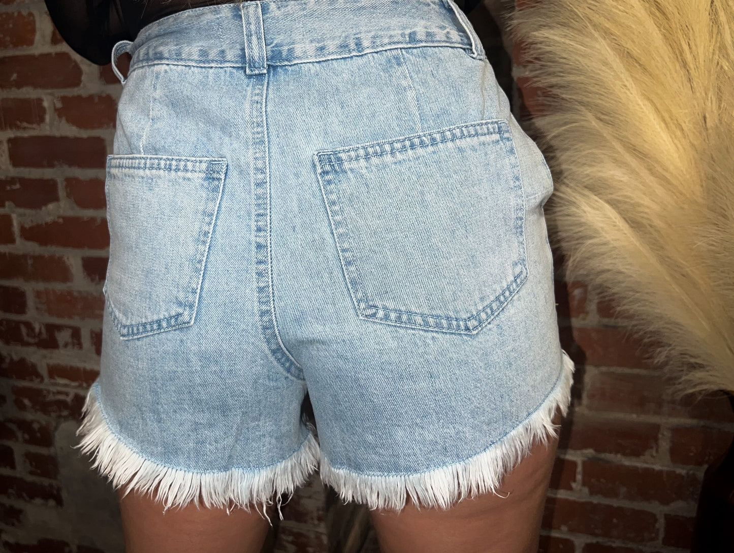 Light Rhinestone Denim Shorts