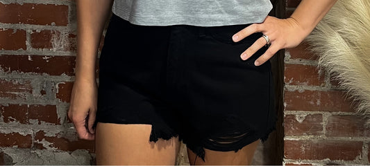 Kancan Black Distressed shorts